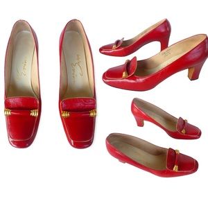 Vintage David Evins Red Leather Pumps